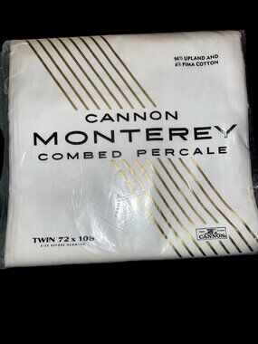 Cannon Monterey Combed Percale Twin Flat Sheet 72x108 White Cotton Blend